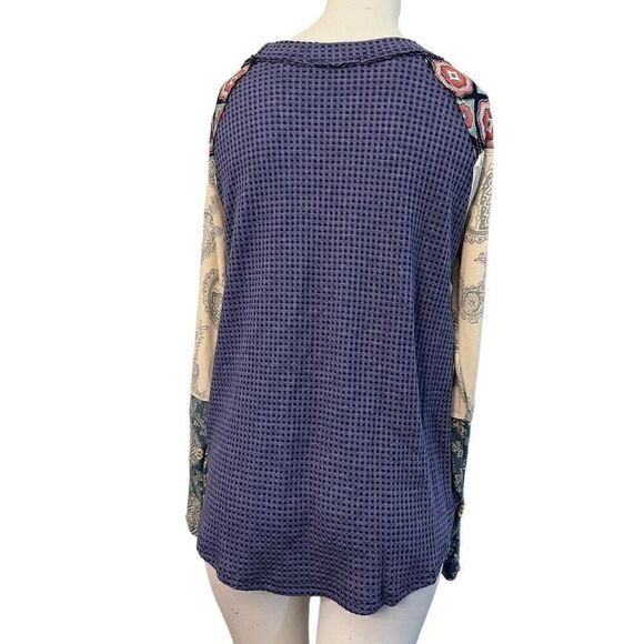 Ladies XS Lightweight Waffle Knit Top Pullover Blouse Purple Oversized NWT - Picture 3 of 5